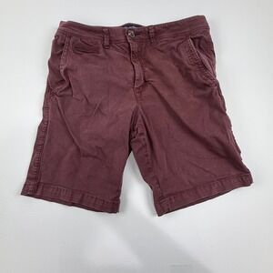 American Eagle Outfitters Burgundy Cotton Chino active flex Shorts Men's 32 Flat